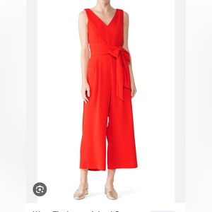 J.Crew Tie-Waist Crop Wide-Leg Jumpsuit in Cerise